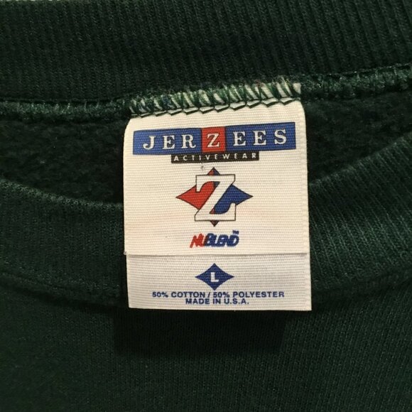 Jerzees Christmas Reindeer Sweatshirt Long Sleeve Pullover Crew Neck Green Large - Picture 4 of 5